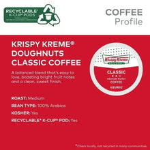 Krispy Kreme Classic coffee product info panel with round pod label