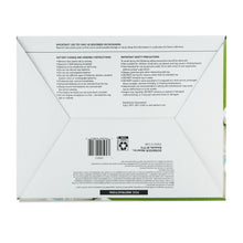 Back of retail box with safety instructions text and barcode