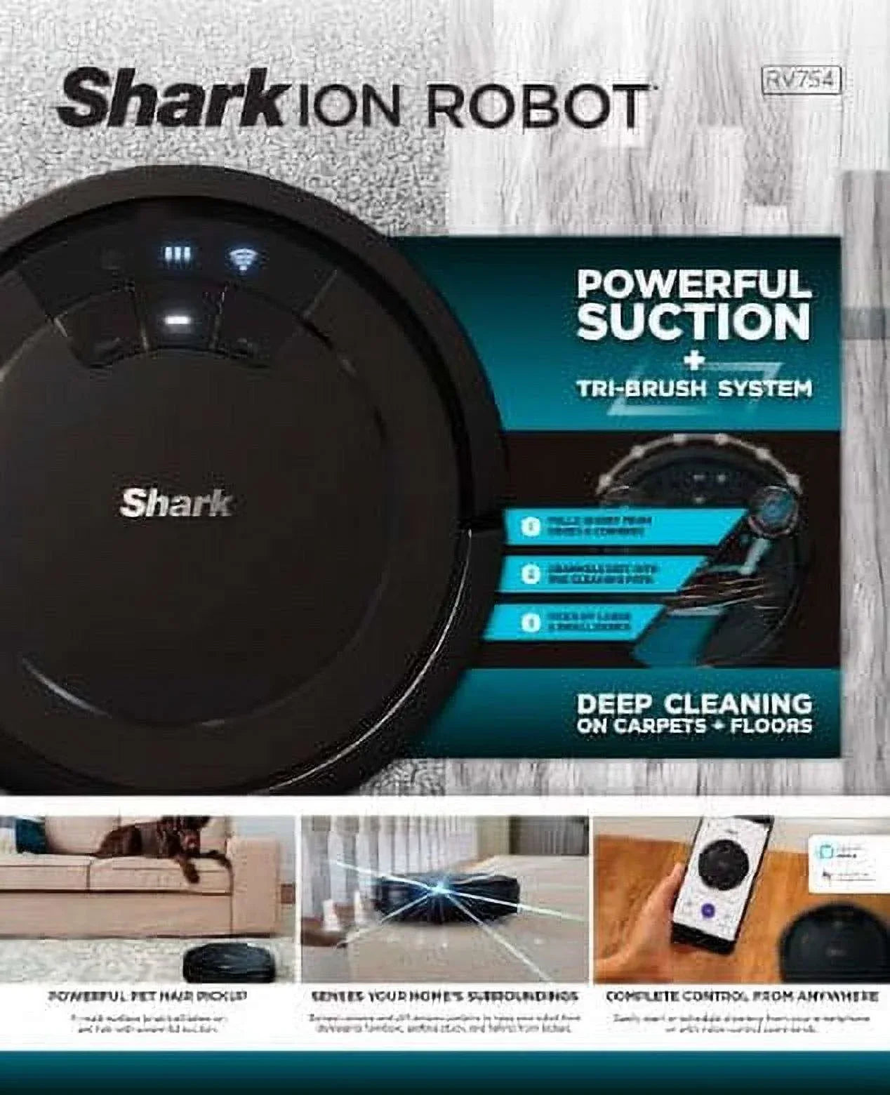 Shark ION Robot Vacuum, Carpet & Hard Floor, Pet Friendly, Wi-Fi, Tri-Brush System, Bounce Navigation, RV754 - USA MEGA SHOP
