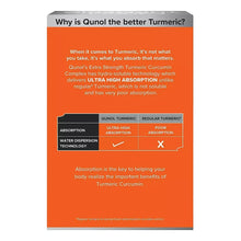 Qunol turmeric supplement box comparison panel, orange chart and “Why” heading