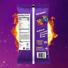 Takis Fuego chips bag back view with Nutrition Facts and barcode