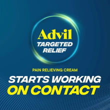 Advil Targeted Relief pain relieving cream branding on blue promotional card