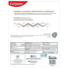Colgate Total Whitening gel toothpaste box back with ingredient and claim info