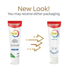 Colgate Total Whitening toothpaste tubes shown with New Look arrows
