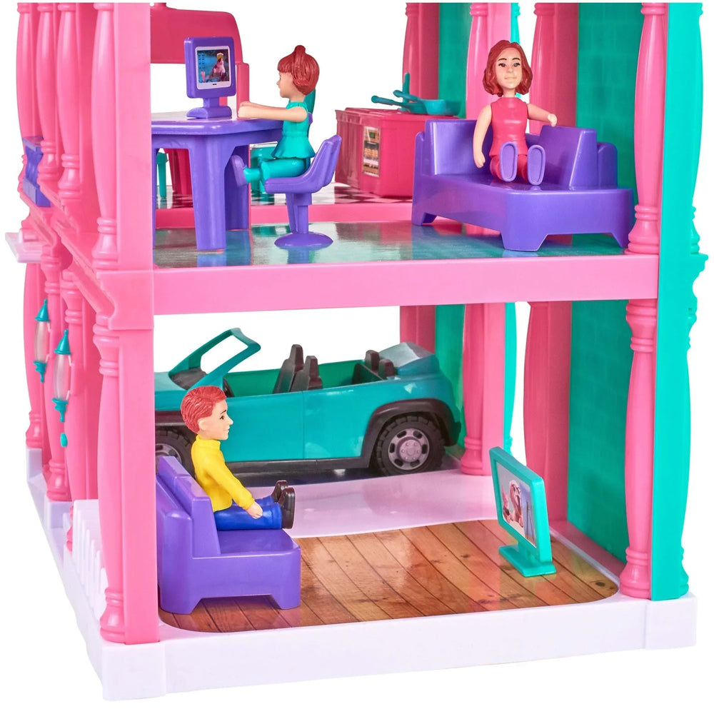 Kid Connection 3-Story Dollhouse Play Set, Pink, 24 Pieces, Toddler Toy Ages 3+ - USA MEGA SHOP