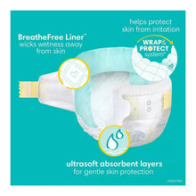 Baby diaper diagram showing breathable liner, protection wrap, and absorbent layers.