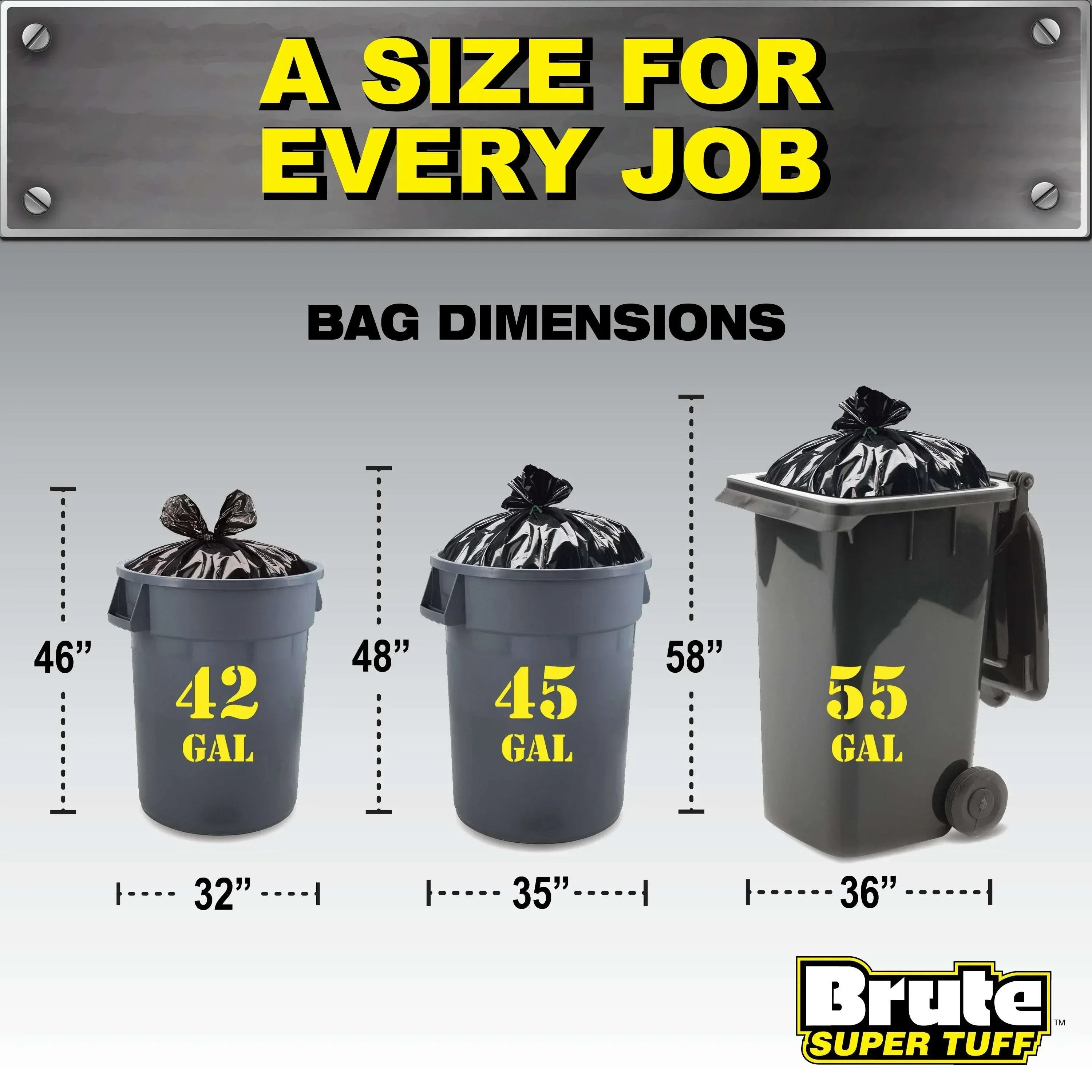 Brute Super Tuff® Contractor Bags, 55 Gallon, 20 Bags (Twist Tie)