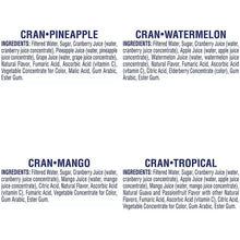 Cran-Pineapple, Cran-Watermelon, Cran-Mango, Cran-Tropical ingredient list panel