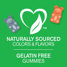 Naturally sourced colors and flavors badge with gelatin-free gummy shapes