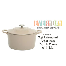 Taupe enamel cast iron Dutch oven with lid and loop handles