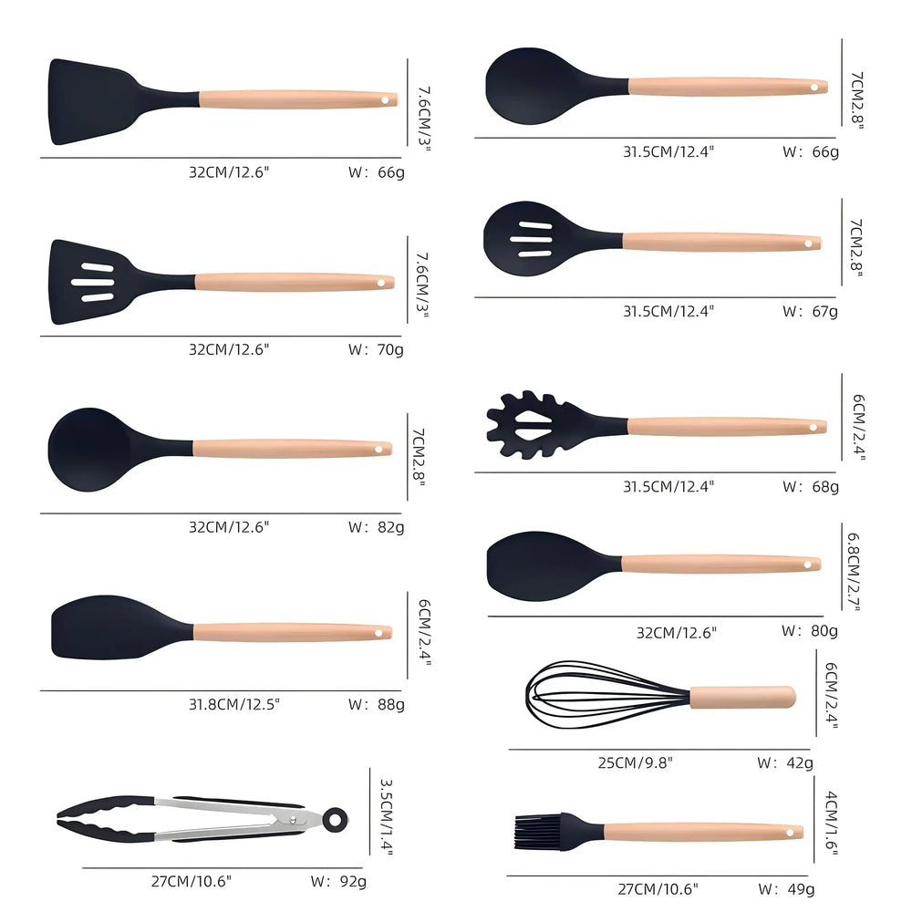 Kitchen Utensils Set- 19 Pcs Silicone Cooking Utensils Set for Nonstick Cookware-Silicone Spatulas Set, Kitchen Gadgets Tools, Pots and Pans Accessories-(Black 19 PCS Set) - USA MEGA SHOP