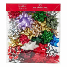 Berkley Jensen holiday bow set in bag with metallic bows in purple, green, silver and red