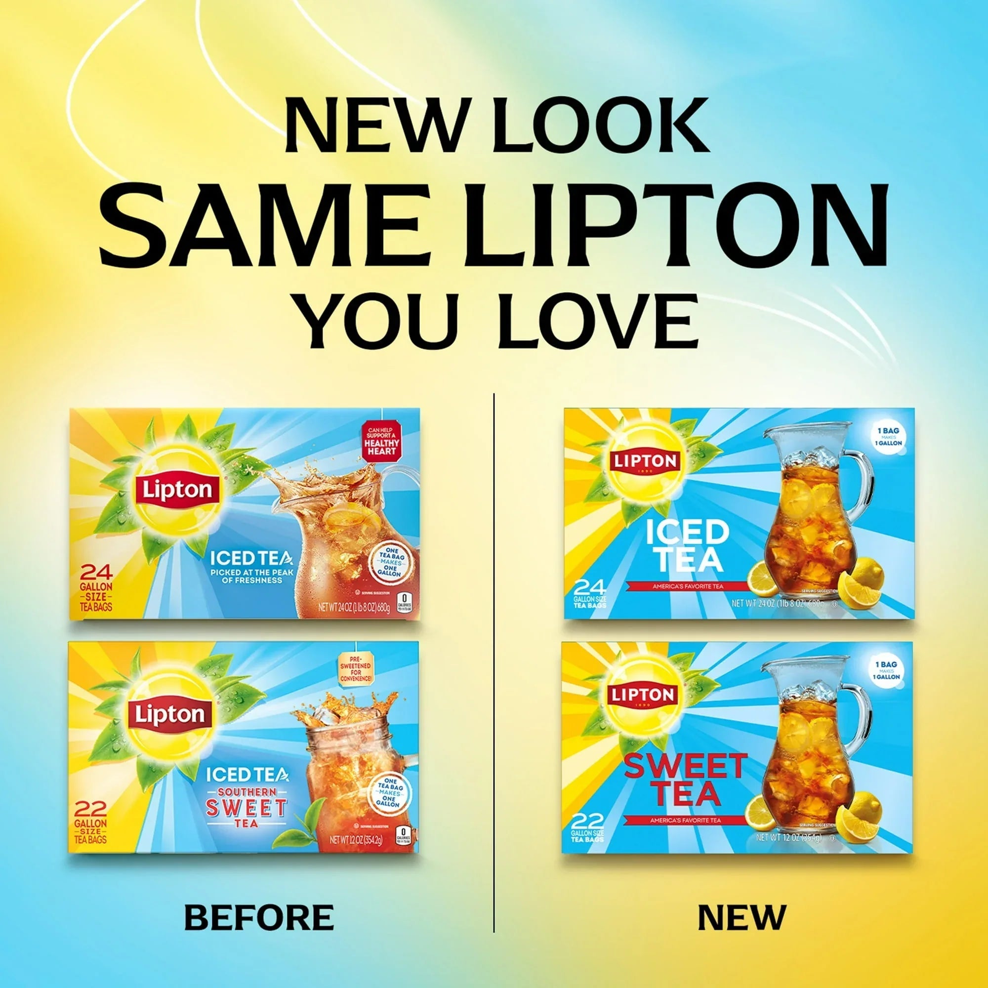 Lipton Iced Black Tea, Gallon Size Tea Bags, 24 Count
