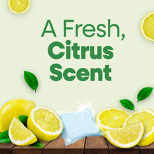 Fresh citrus scent graphic with lemon slices and suds