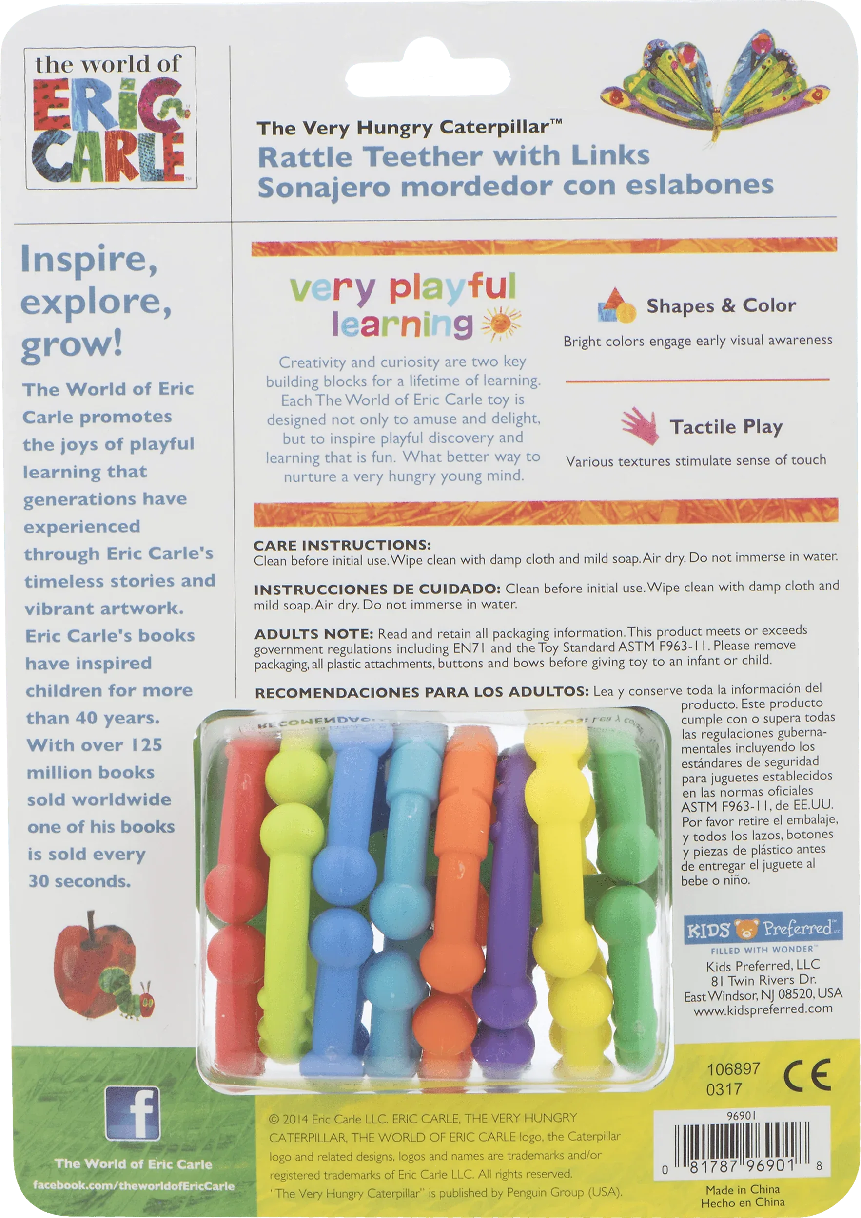 World of Eric Carle, the Very Hungry Caterpillar Rattle Teether with Links 1 Count (Pack of 1) - USA MEGA SHOP