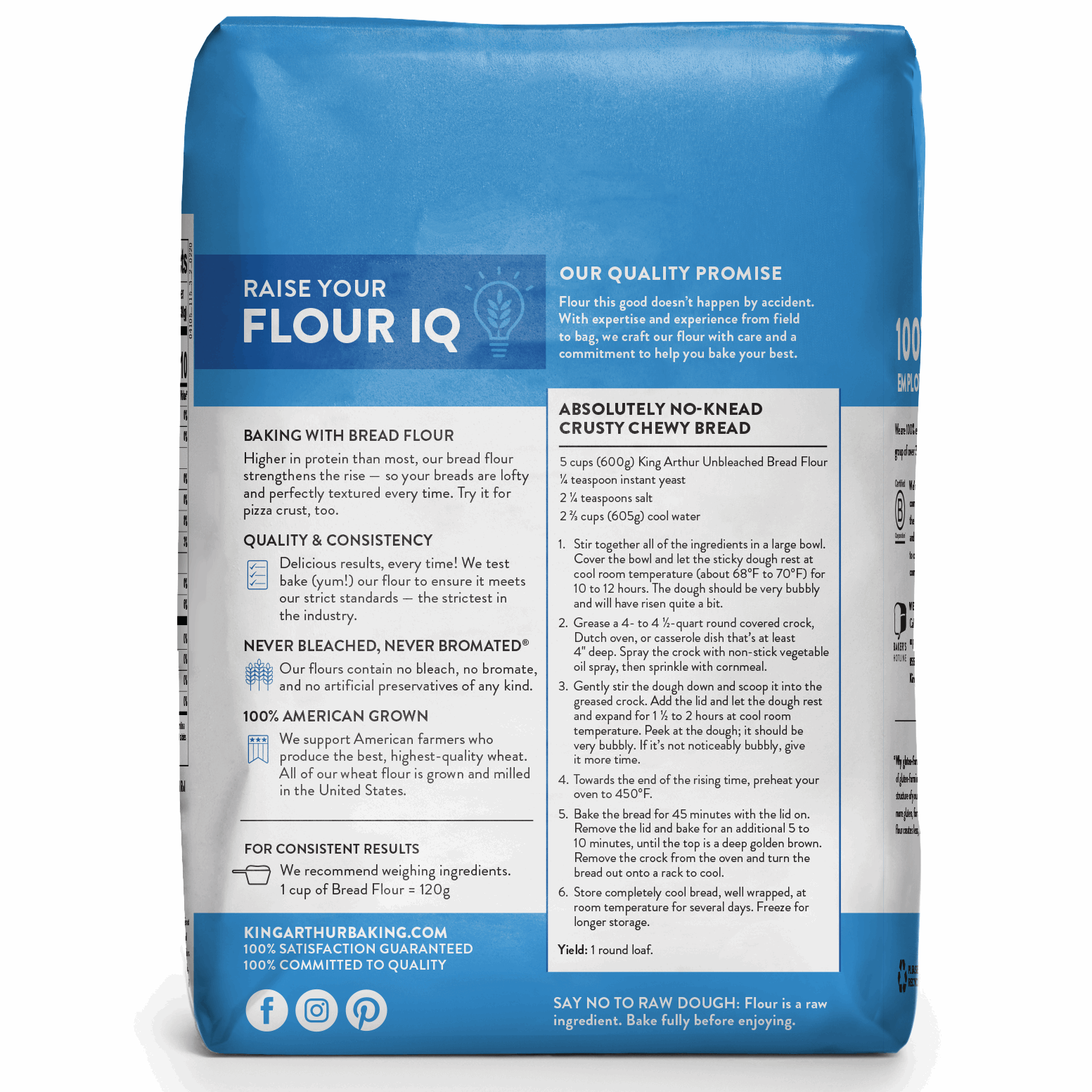 King Arthur Baking Company Non-GMO Project Verified, Certified Kosher Unbleached Bread Flour, 5 lb Bag