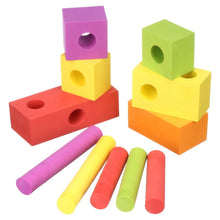Foam peg building blocks with hole cubes and colored peg rods