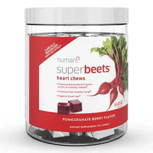 Humann SuperBeets heart chews jar with pomegranate berry flavor label