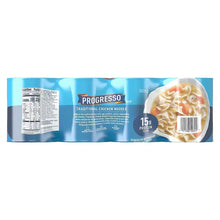 Progresso traditional chicken noodle soup carton back with nutrition and barcode