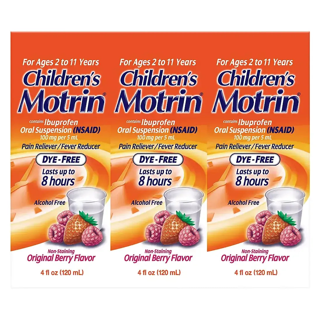 Children's Motrin Ibuprofen Kids Medicine, Berry Flavor, 3 x 4 fl. oz. - USA MEGA SHOP