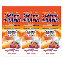 Ibuprofen kids medicine box, berry flavor, 4 fl oz (120 mL), 3-pack
