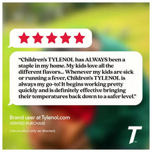 Children's Tylenol customer review card with five red stars