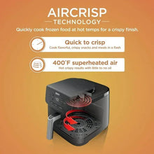 Aircrisp technology illustration showing rotating heated airflow inside air fryer