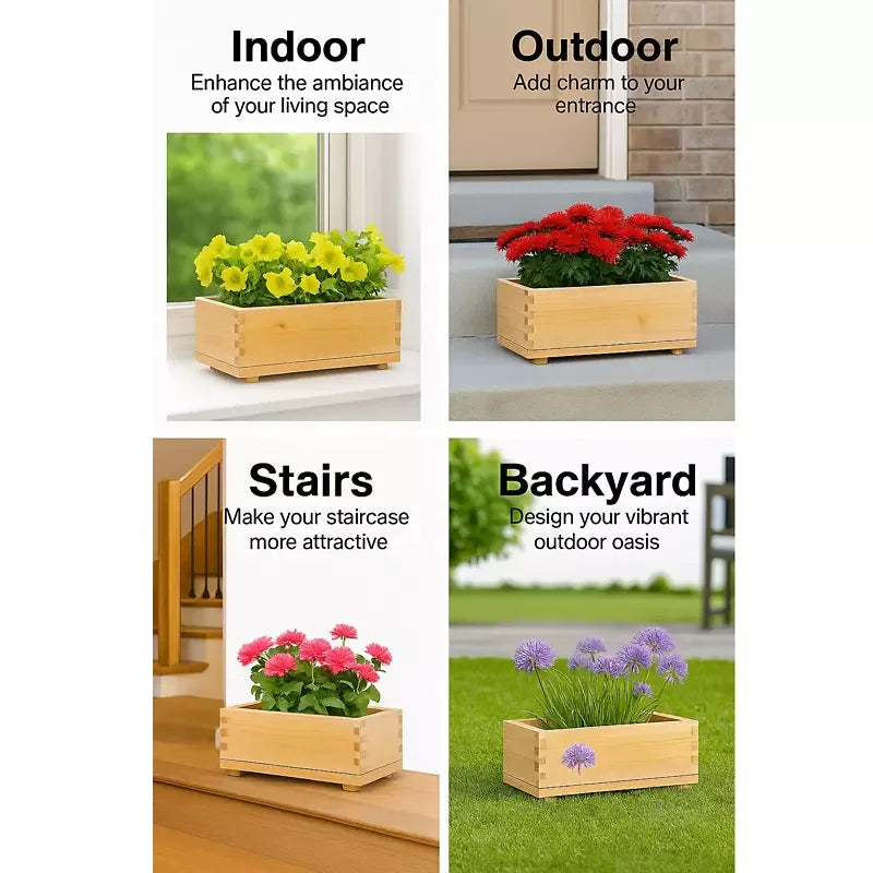 Timber Valley Brown Cedar Rectangle Planter for Indoor/Outdoor, 2pk. - USA MEGA SHOP
