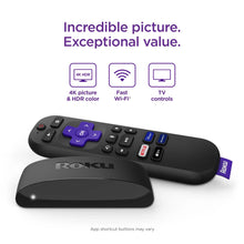 Roku Express 4K+ streaming player and remote with app shortcut buttons