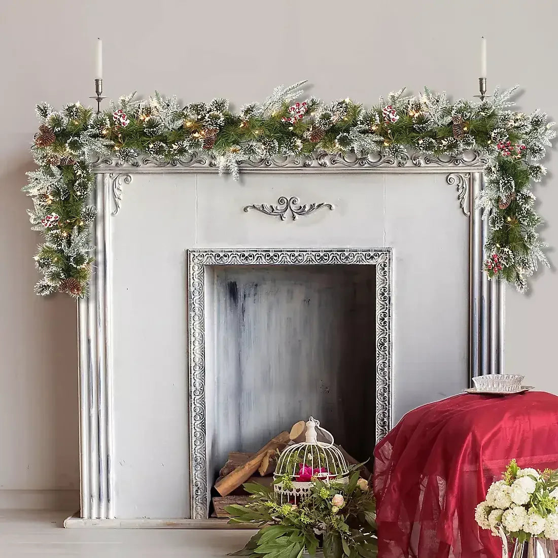 Puleo International 9' x 10" Decorated Christmas Garland with 100 ct. Lights - USA MEGA SHOP