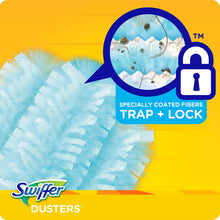 Blue refill duster fibers with coated fibers surface for trap+lock dust pickup