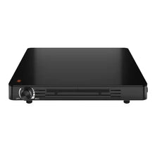Electric warming tray front view with OFF/MAX control dial and vent slots