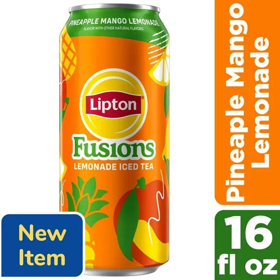 Lipton Fusions Pineapple Mango Lemonade Iced Tea, 16 fl oz Can 12 Pack