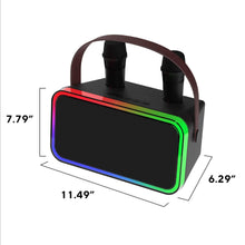 Karaoke speaker with two wireless microphones and multicolor LED light border