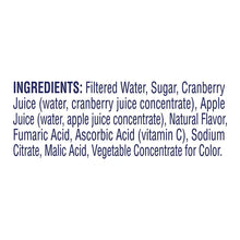 Ingredients panel on juice drink bottle label, blue headings on white background.