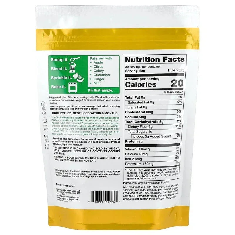 California Gold Nutrition, Superfoods, Organic Powder, 4 oz (114 g)