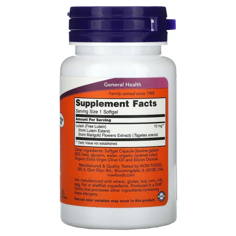NOW Foods, Lutein, 10 mg, Softgels