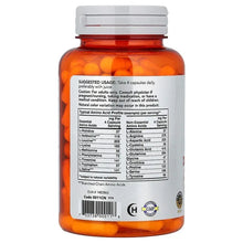 NOW Sports Amino Complete veg capsules bottle, back label with amino profile chart