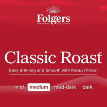 Folgers Classic Roast K-Cup coffee label panel, medium roast selection