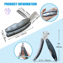Dog nail clipper with protective safety guard and built-in nail file and comb