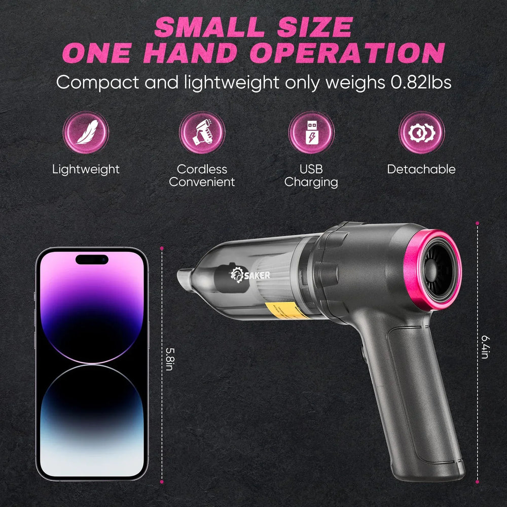 Saker 3-in-1 Car Vacuum Cleaner with 16000PA Powerful Suction, Cordless Handheld Vacuum Cleaner with Multi-Nozzles for Car, Home, Office, Pet - USA MEGA SHOP