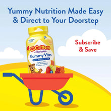 Yellow Lil Critters Gummy Vites multivitamin bottle, wheelbarrow delivery