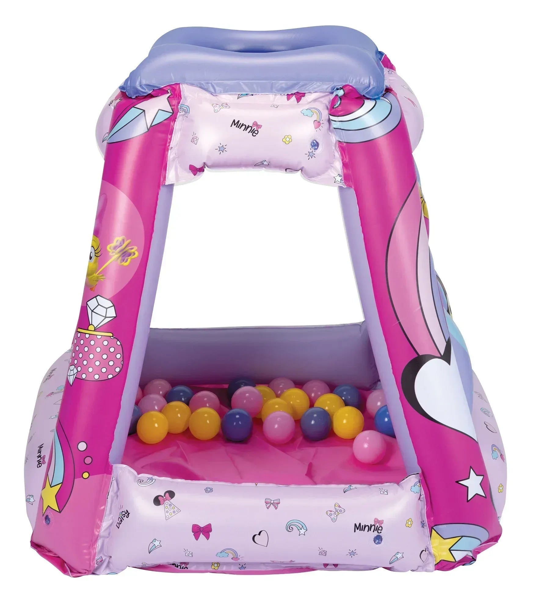 Minnie Mouse Preschool Indoor Inflatable Ball Pit Playland with 20 Soft Flex Balls, Ages 2-4, Pink