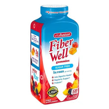vitafusion Fiber Well gummies bottle front view, blue cap and red label