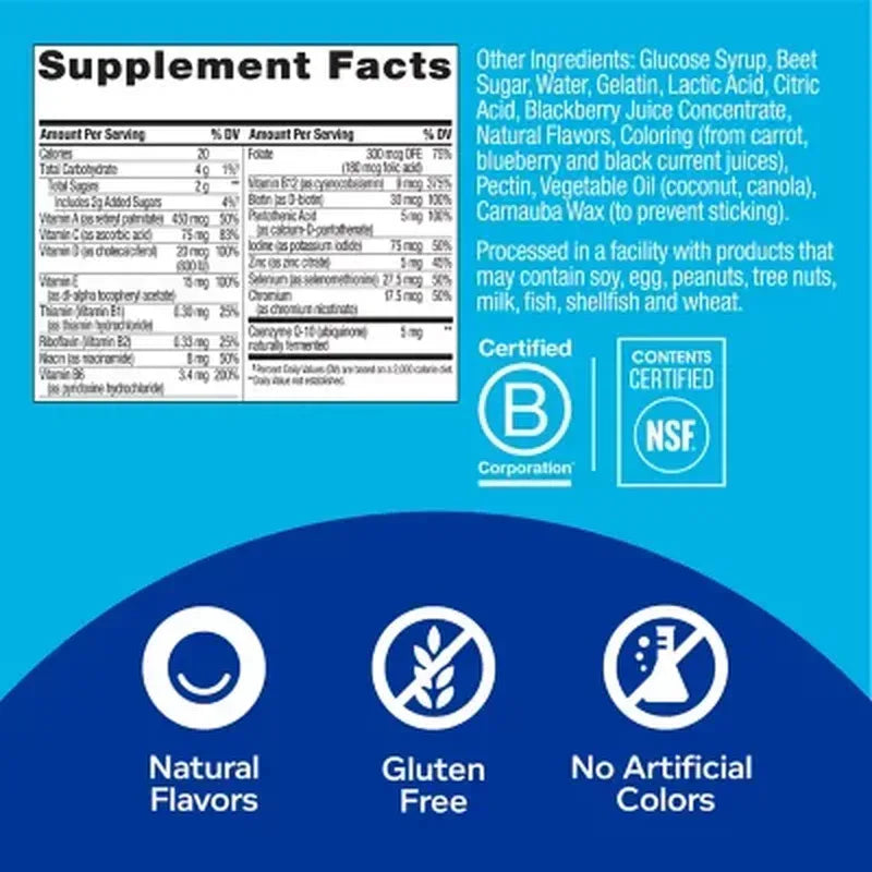 OLLY Men’s Multivitamin Gummy, Blackberry Flavor, 200 Count