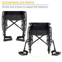 Drive wheelchair with elevating leg rests and swing-away footrests, black