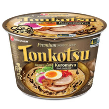 Nongshim Tonkotsu Kuromayu ramen cup with black garlic oil