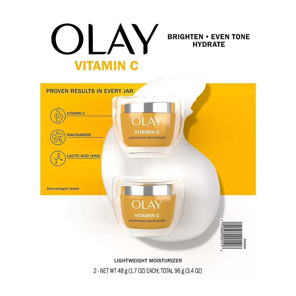 Olay Vitamin C Brighten, Even Tone, Hydrate Lightweight Moisturizer, 2 pk./1.7 oz - USA MEGA SHOP