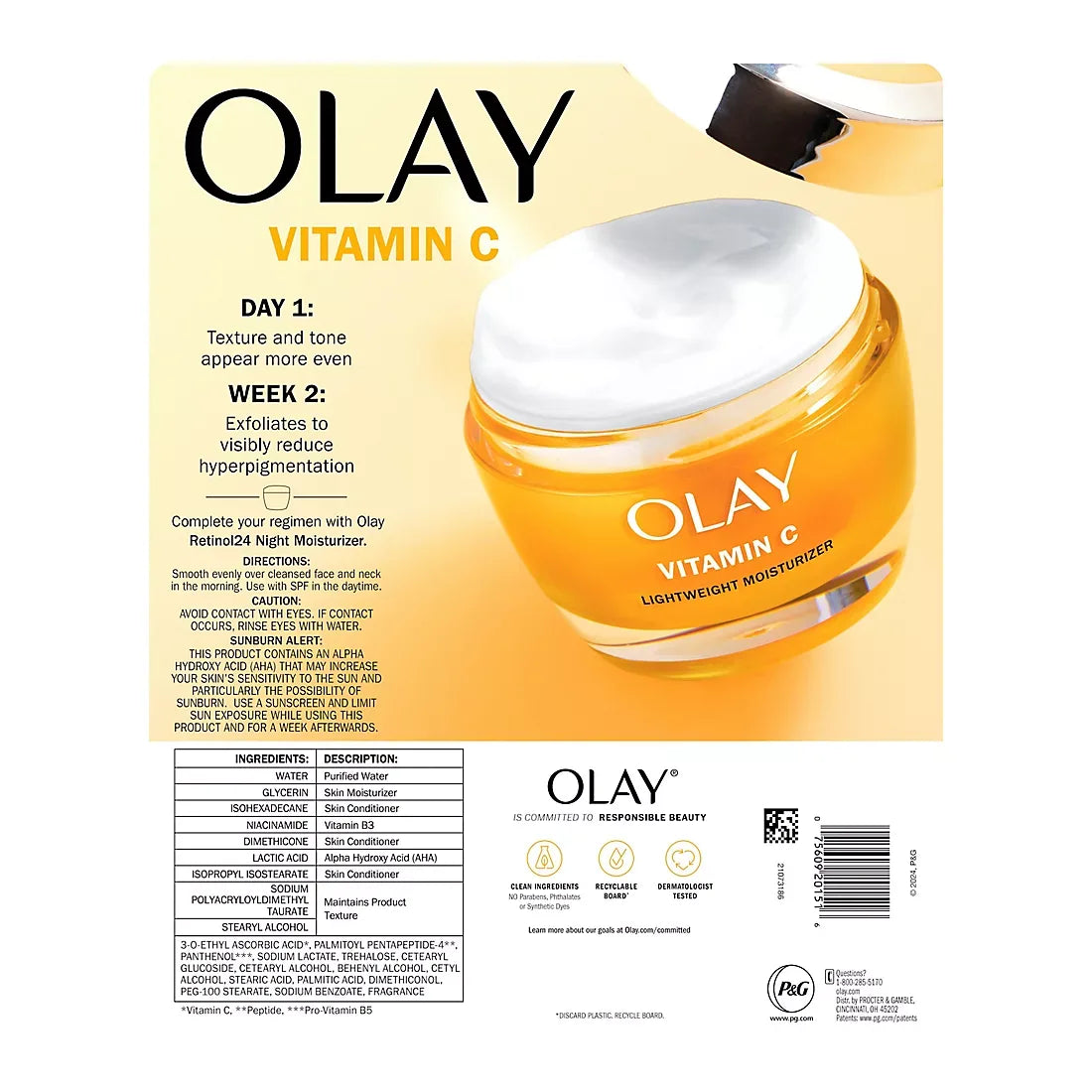 Olay Vitamin C Brighten, Even Tone, Hydrate Lightweight Moisturizer, 2 pk./1.7 oz - USA MEGA SHOP