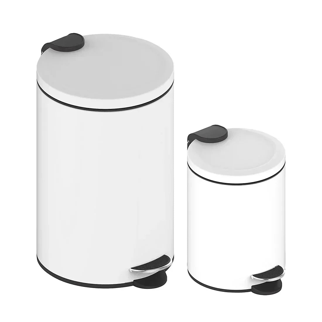 Innovaze 3.2 Gal./12-Liter and 0.8 Gal./3 Liter Stylish Round Shape Metal Step-on Trash Can Combo - Matte Black